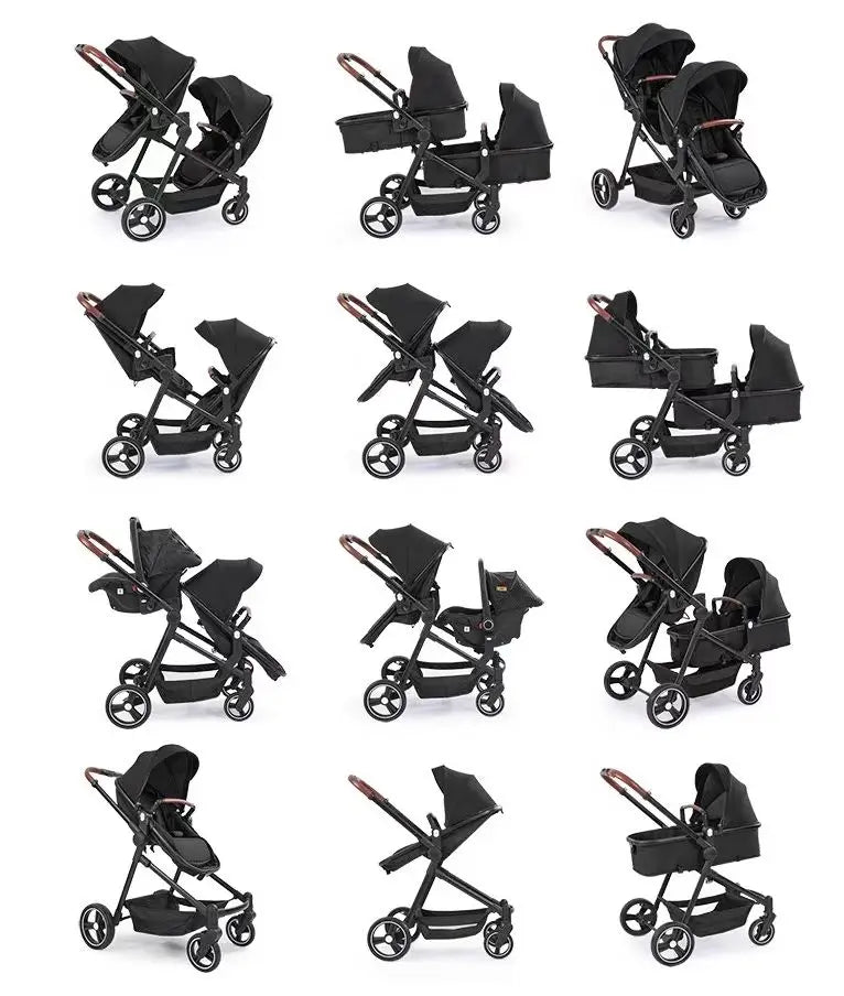 3in1 Twins baby stroller with car seat Lightweight small folded carry on baby carriage multifunctional baby strollers